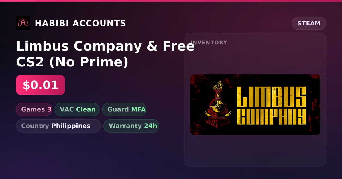 Limbus Company & Free CS2 (No Prime) — HabibiAccounts