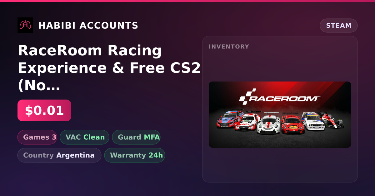 RaceRoom Racing Experience & Free CS2 (No Prime) — HabibiAccounts