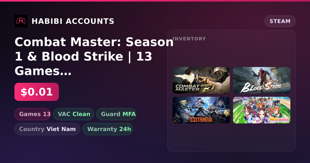Combat Master: Season 1 & Blood Strike | 13 Games | Clean — HabibiAccounts