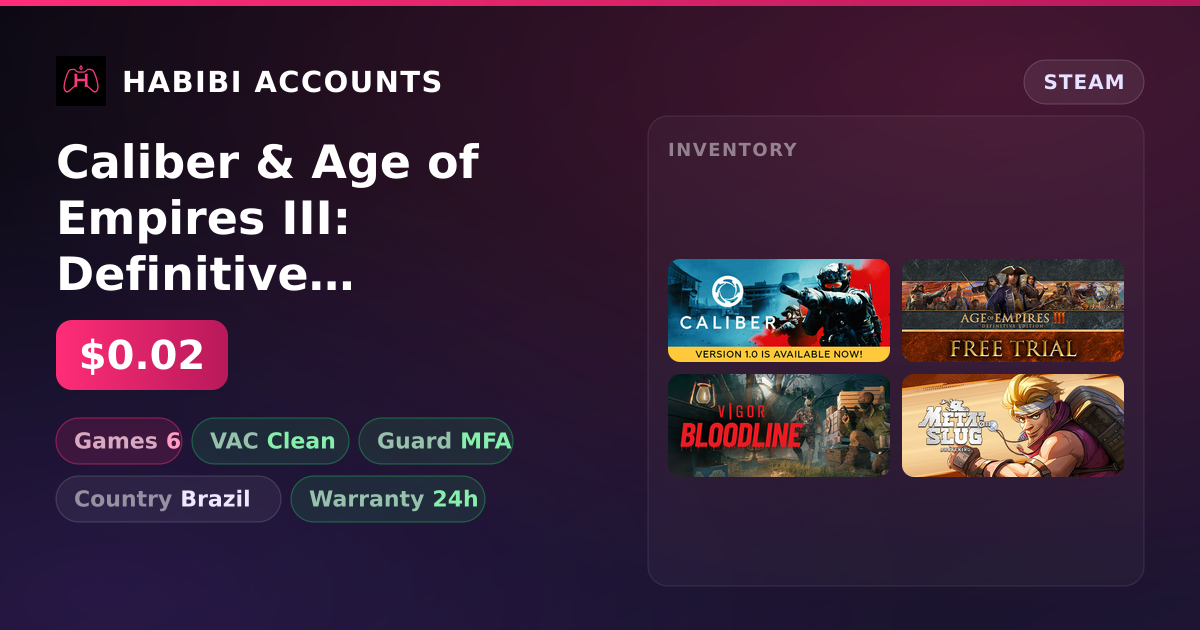 Caliber & Age of Empires III: Definitive Edition | Clean — HabibiAccounts
