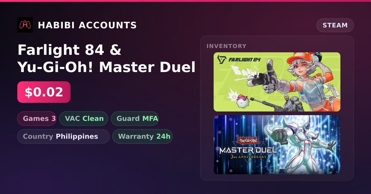 Farlight 84 & Yu-Gi-Oh! Master Duel — HabibiAccounts