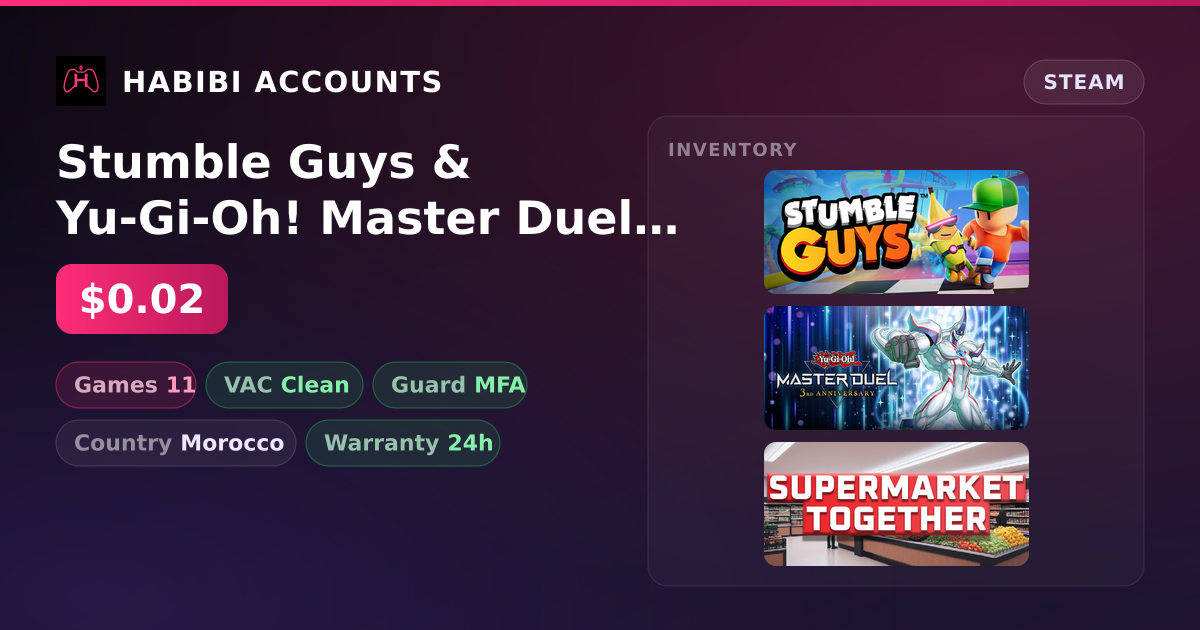 Stumble Guys & Yu-Gi-Oh! Master Duel | 11 Games | Clean — HabibiAccounts