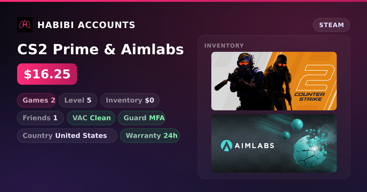 CS2 Prime & Aimlabs — HabibiAccounts