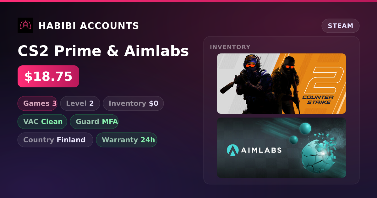 CS2 Prime & Aimlabs — HabibiAccounts