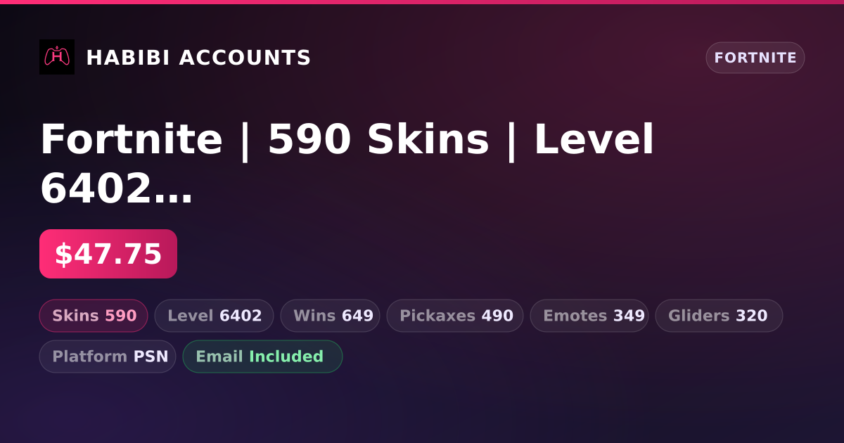 Fortnite | 590 Skins | Level 6402 | 649 Wins — HabibiAccounts