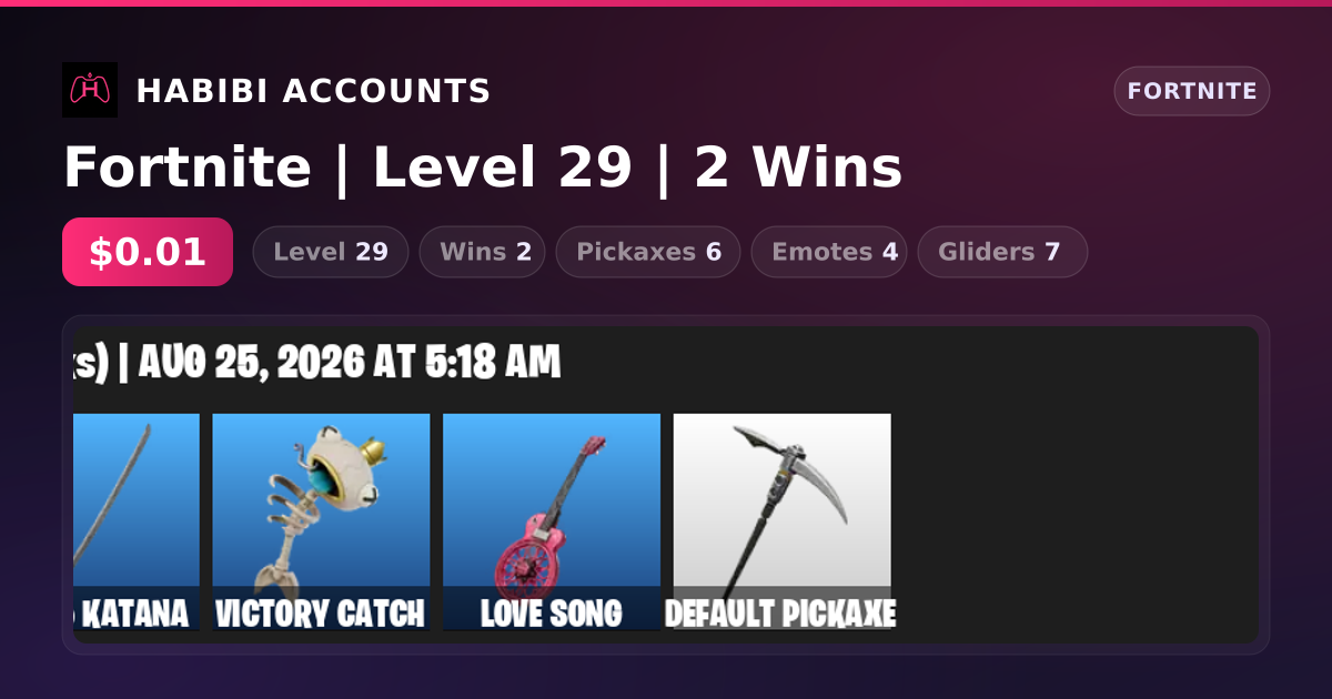 Fortnite | Level 29 | 2 Wins — HabibiAccounts