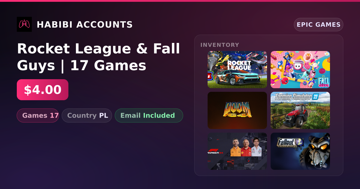Rocket League & Fall Guys | 17 Games — HabibiAccounts