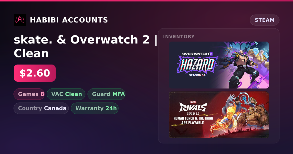 skate. & Overwatch 2 | Clean — HabibiAccounts