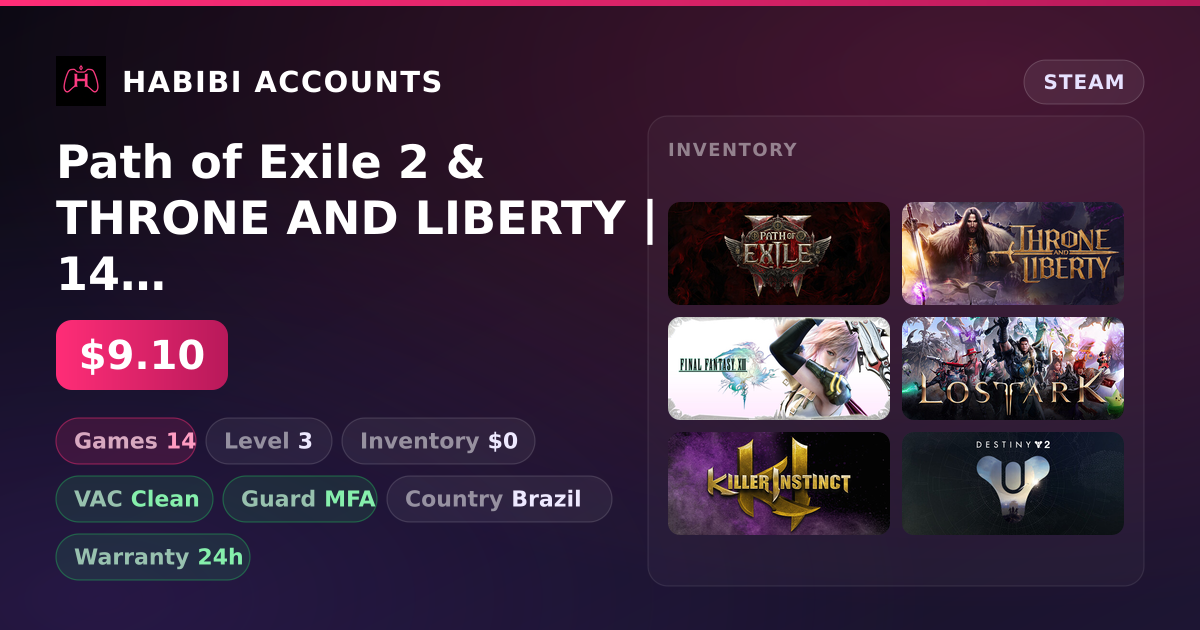 Path of Exile 2 & THRONE AND LIBERTY | 14 Games | Clean