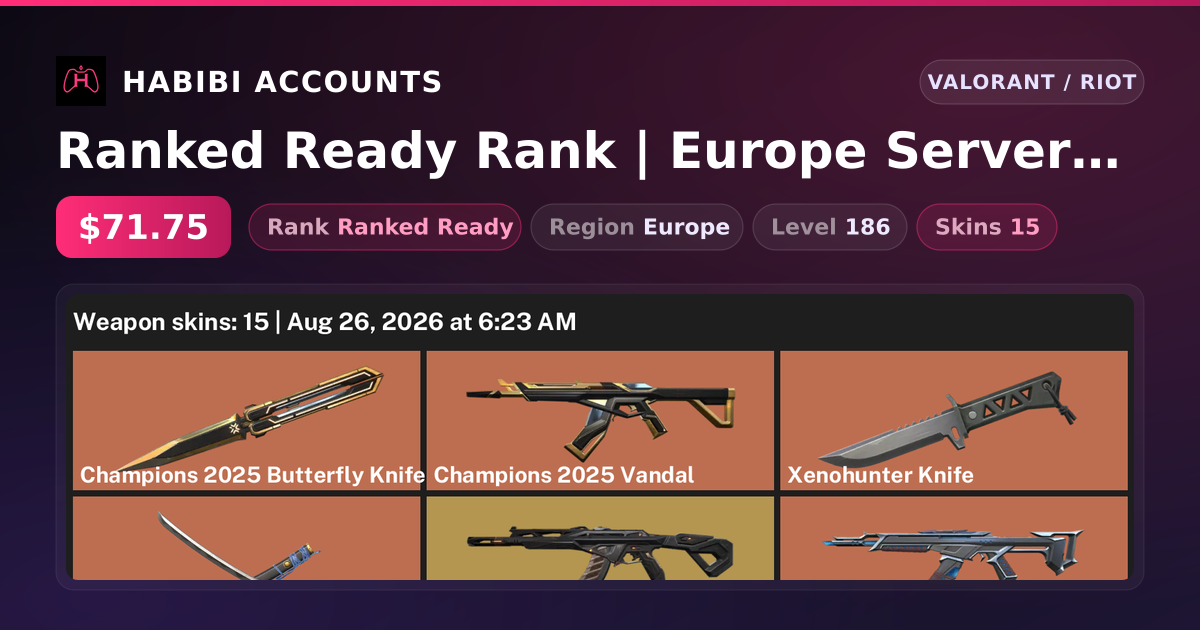 Ranked Ready Rank | Europe Server | 15 Skins | 3 Knives | Level 186 — HabibiAccounts