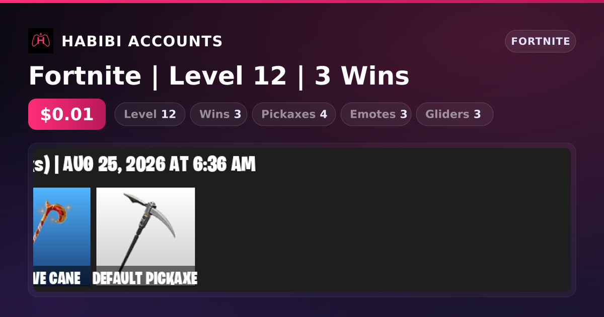 Fortnite | Level 12 | 3 Wins — HabibiAccounts
