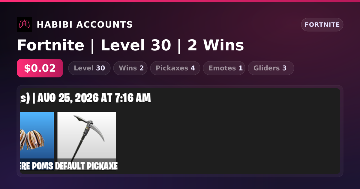 Fortnite | Level 30 | 2 Wins — HabibiAccounts