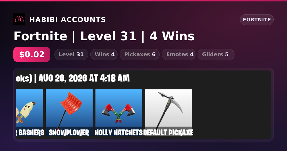 Fortnite | Level 31 | 4 Wins — HabibiAccounts