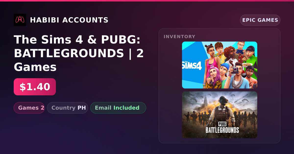 The Sims 4 & PUBG: BATTLEGROUNDS | 2 Games — HabibiAccounts
