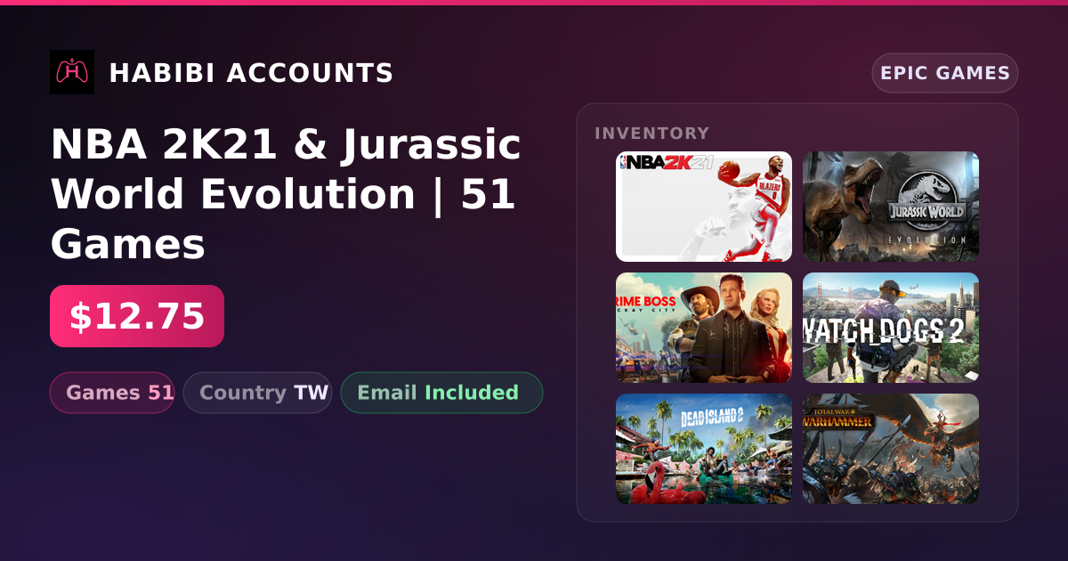 NBA 2K21 & Jurassic World Evolution | 51 Games