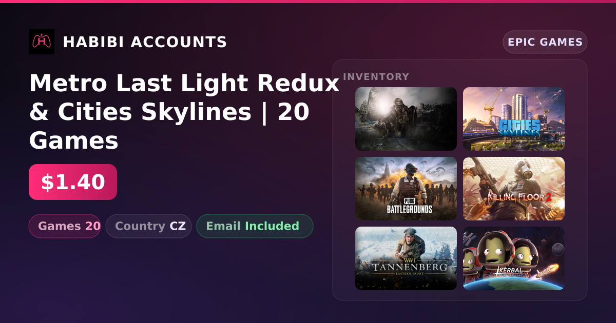 Metro Last Light Redux & Cities Skylines | 20 Games — HabibiAccounts