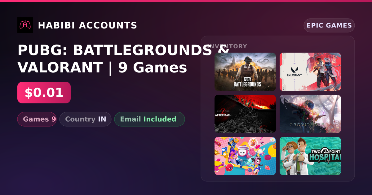 PUBG: BATTLEGROUNDS & VALORANT | 9 Games — HabibiAccounts