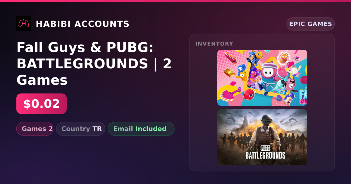 Fall Guys & PUBG: BATTLEGROUNDS | 2 Games — HabibiAccounts