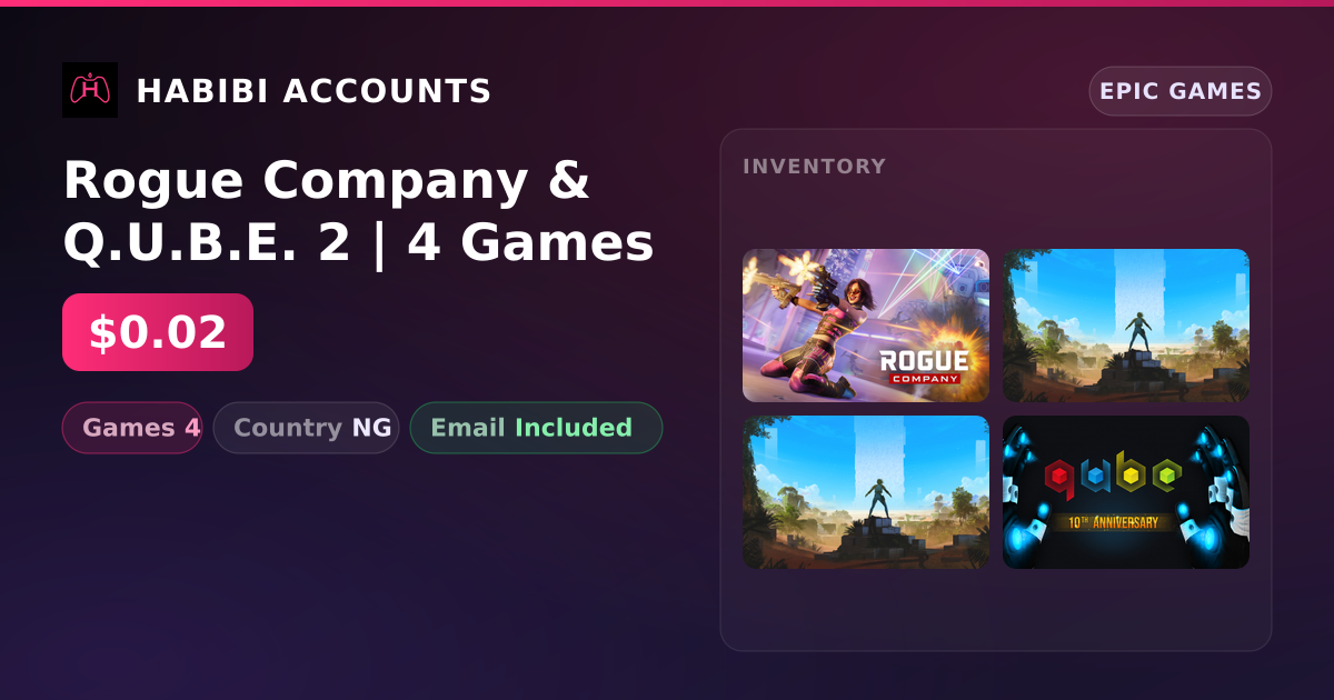 Rogue Company & Q.U.B.E. 2 | 4 Games — HabibiAccounts