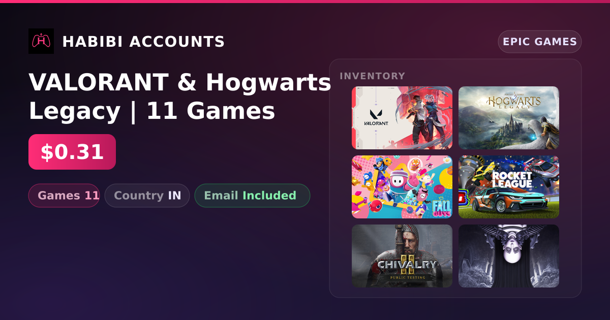 VALORANT & Hogwarts Legacy | 11 Games — HabibiAccounts