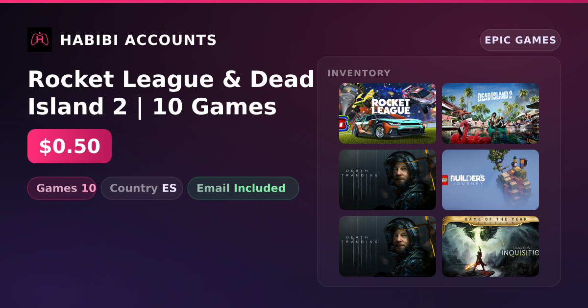Rocket League & Dead Island 2 | 10 Games — HabibiAccounts