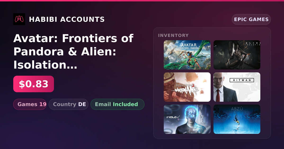 Avatar: Frontiers of Pandora & Alien: Isolation | 19 Games — HabibiAccounts