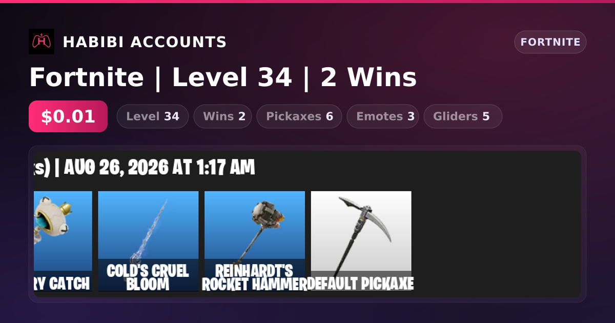 Fortnite | Level 34 | 2 Wins — HabibiAccounts