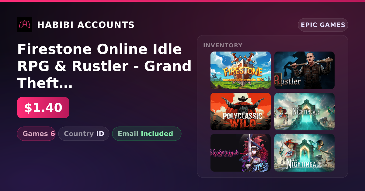 Firestone Online Idle RPG & Rustler - Grand Theft Horse | 6 Games — HabibiAccounts