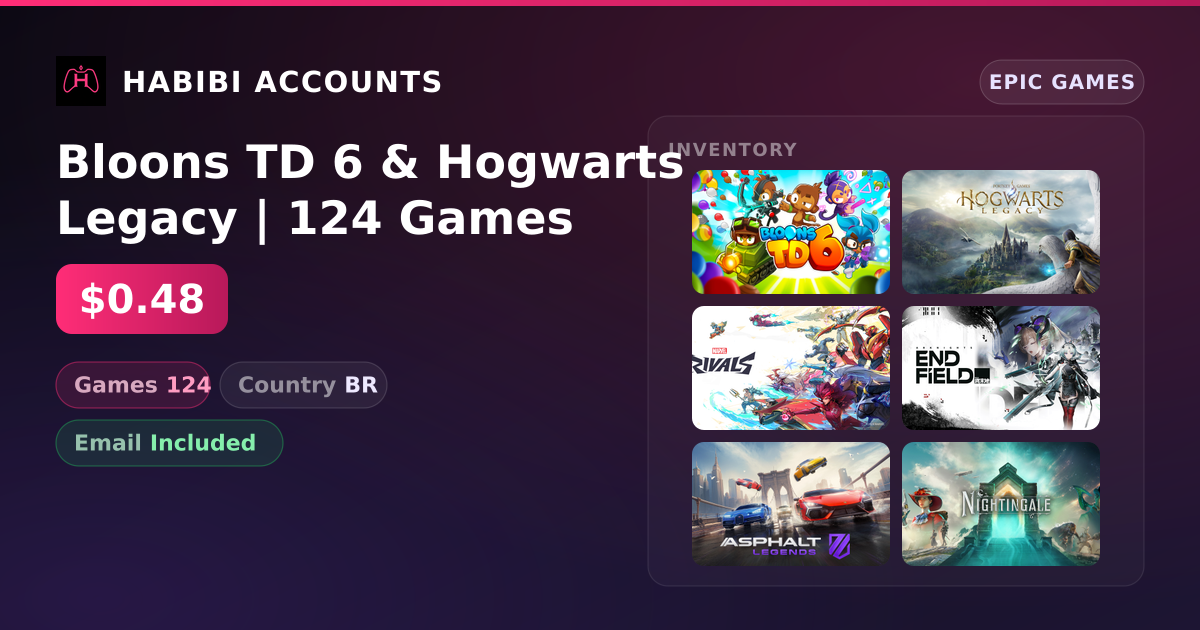 Bloons TD 6 & Hogwarts Legacy | 124 Games — HabibiAccounts