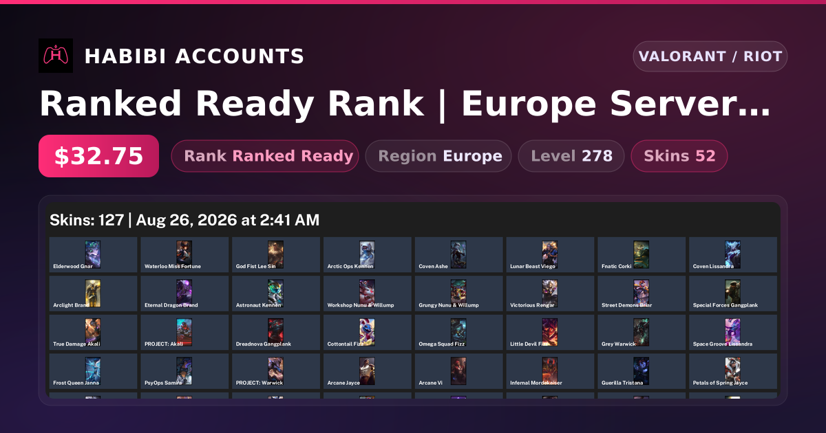 Ranked Ready Rank | Europe Server | 52 Skins | 3 Knives | Level 278 — HabibiAccounts