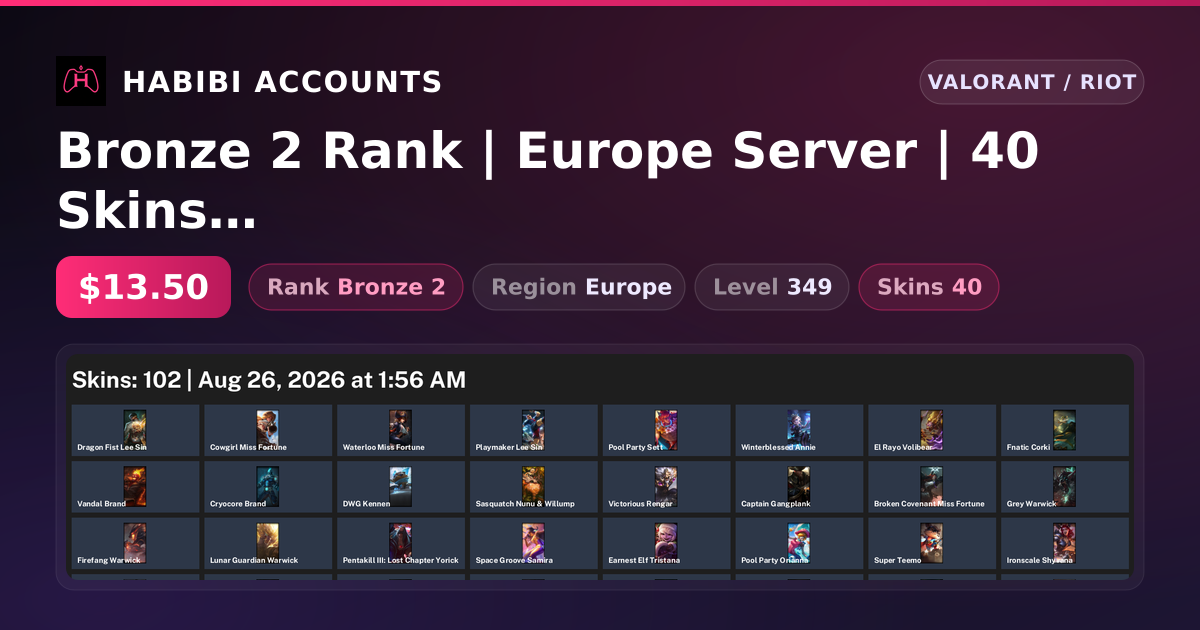 Bronze 2 Rank | Europe Server | 40 Skins | 1 Knives | Level 349 — HabibiAccounts