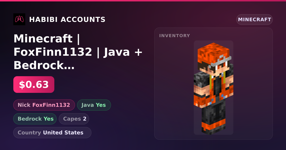 Minecraft | FoxFinn1132 | Java + Bedrock | 2 Capes — HabibiAccounts