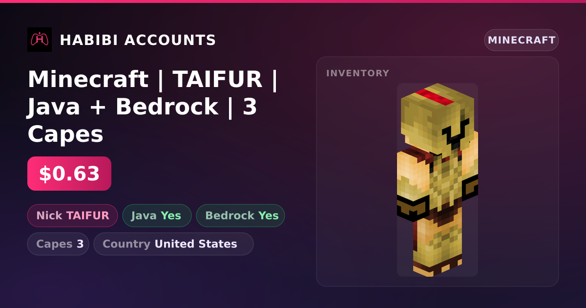 Minecraft | TAIFUR | Java + Bedrock | 3 Capes — HabibiAccounts