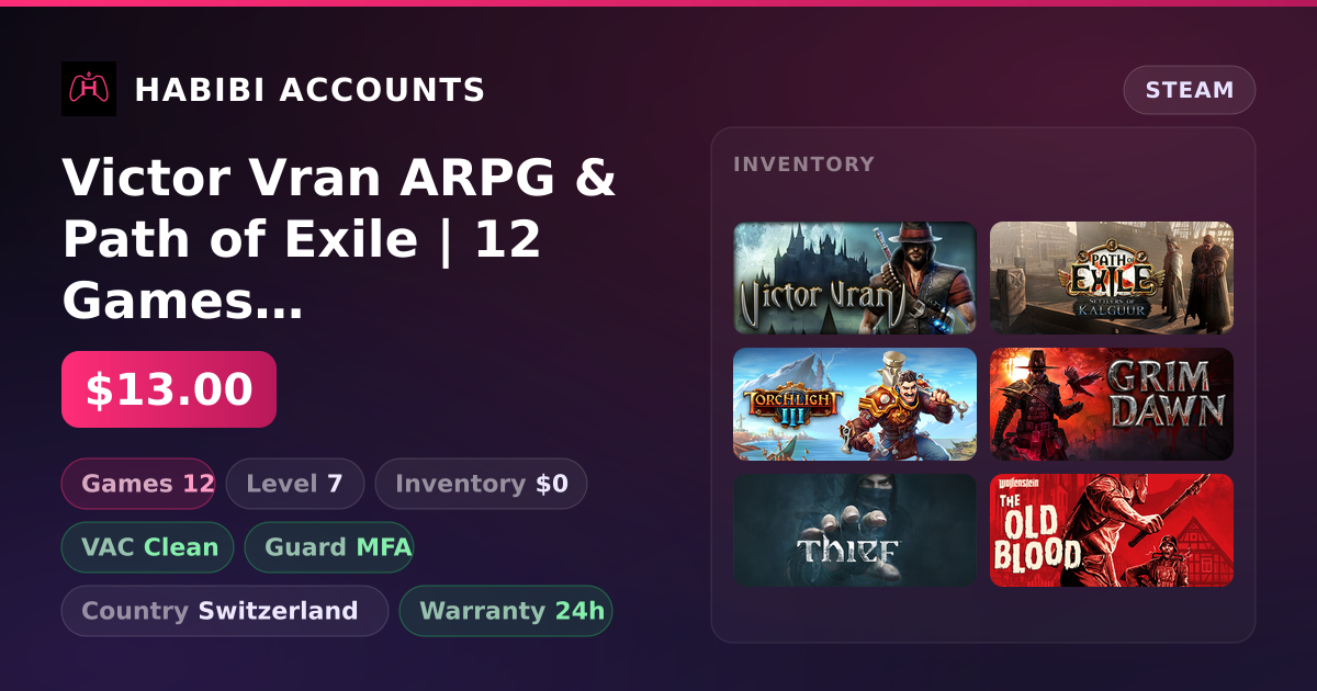 Victor Vran ARPG & Path of Exile | 12 Games | Clean