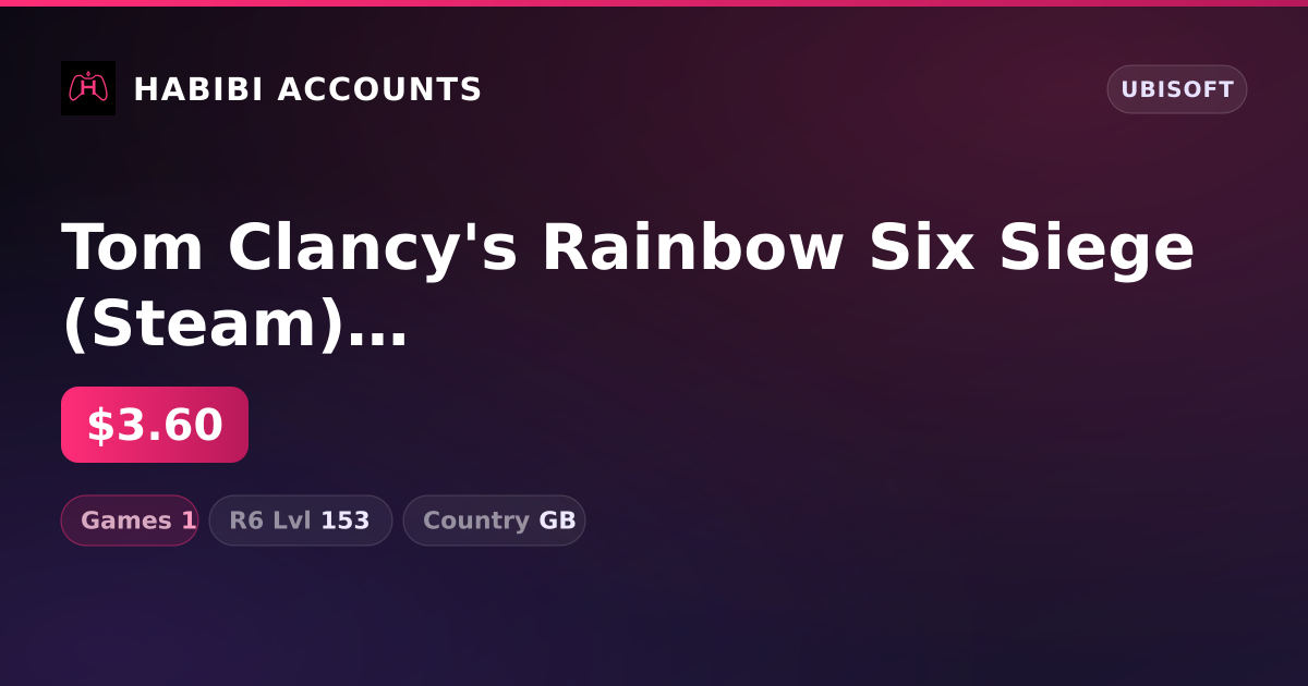 Tom Clancy's Rainbow Six Siege (Steam) | 1 Games — HabibiAccounts