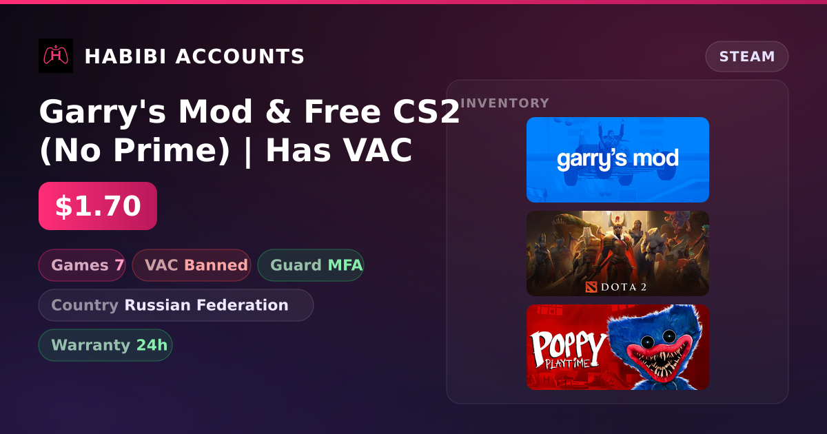 Garry's Mod & Free CS2 (No Prime) | Has VAC