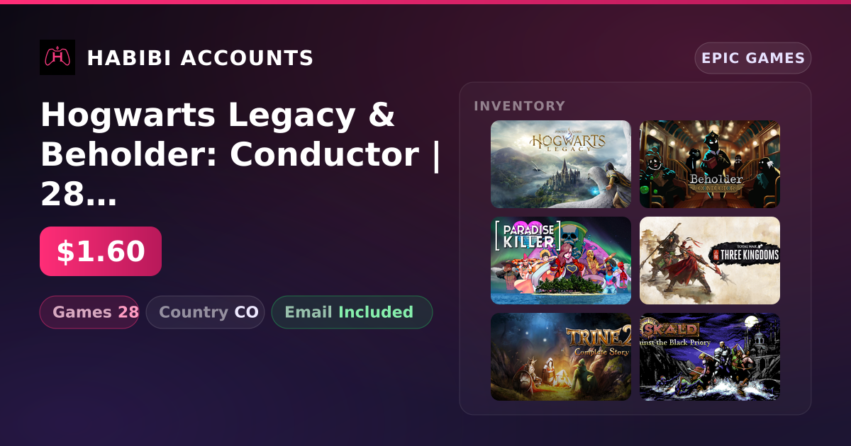 Hogwarts Legacy & Beholder: Conductor | 28 Games — HabibiAccounts