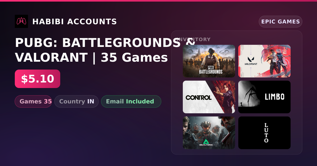 PUBG: BATTLEGROUNDS & VALORANT | 35 Games — HabibiAccounts