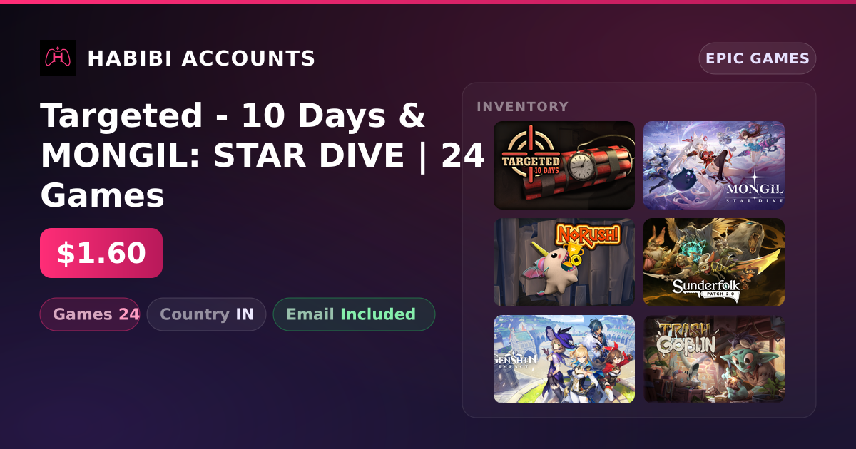 Targeted - 10 Days & MONGIL: STAR DIVE | 24 Games — HabibiAccounts