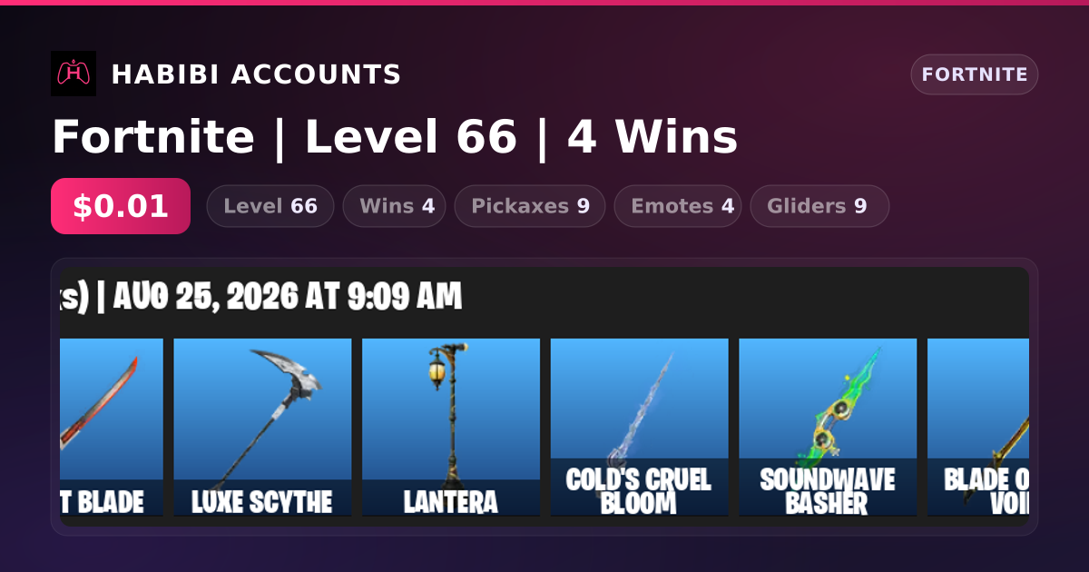 Fortnite | Level 66 | 4 Wins — HabibiAccounts
