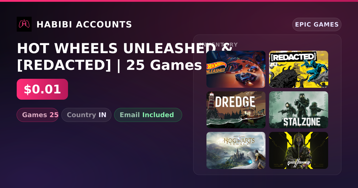 HOT WHEELS UNLEASHED & [REDACTED] | 25 Games — HabibiAccounts