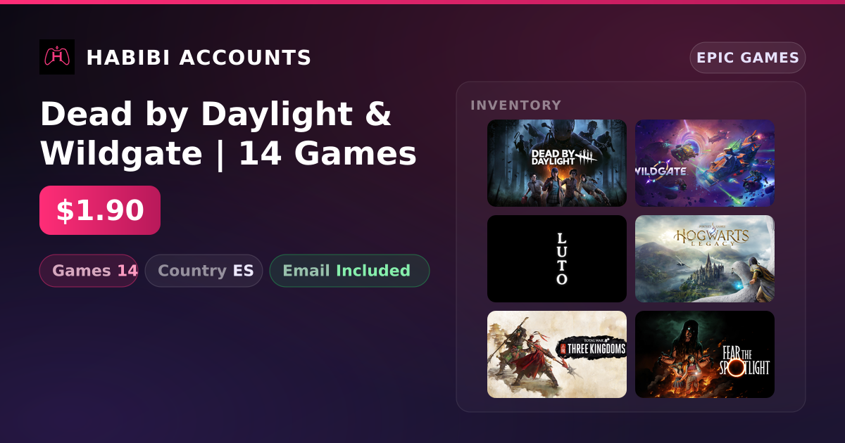 Dead by Daylight & Wildgate | 14 Games — HabibiAccounts