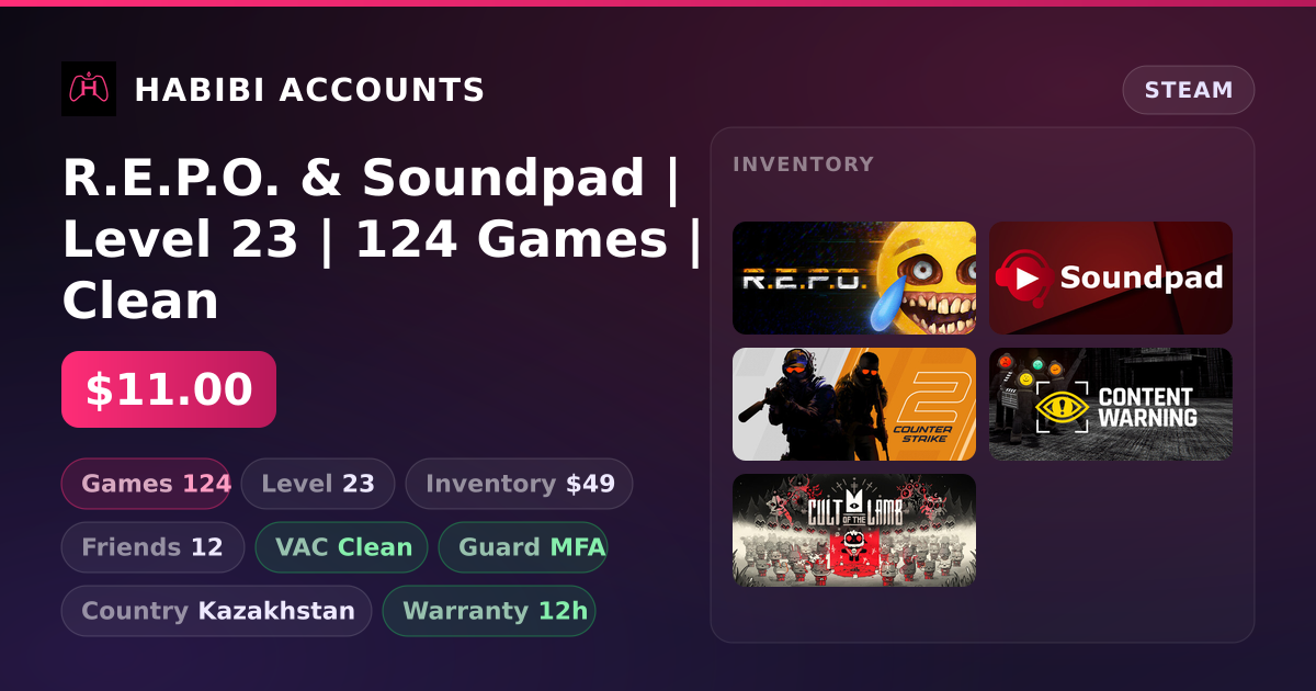 R.E.P.O. & Soundpad | Level 23 | 124 Games | Clean