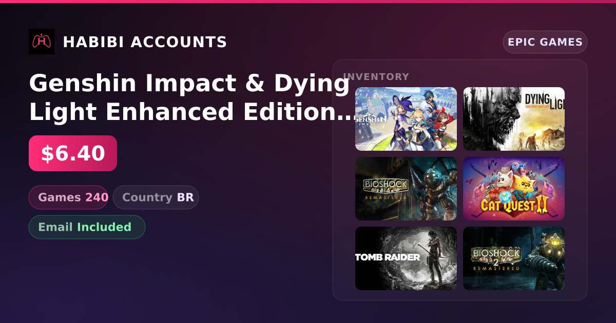 Genshin Impact & Dying Light Enhanced Edition | 240 Games — HabibiAccounts