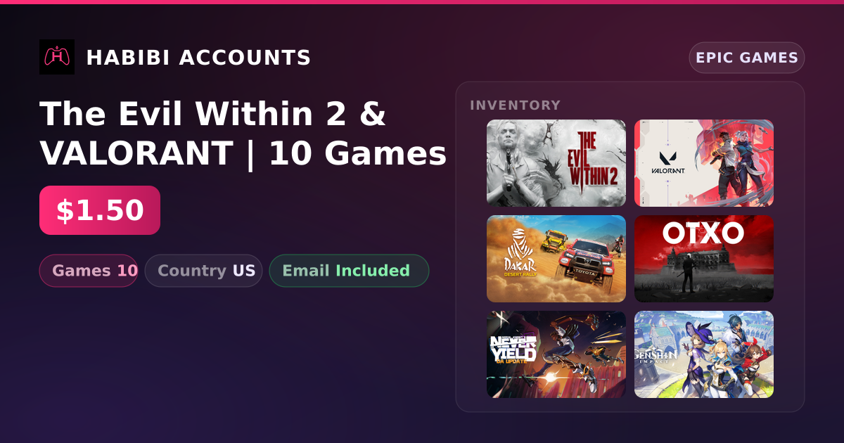 The Evil Within 2 & VALORANT | 10 Games — HabibiAccounts