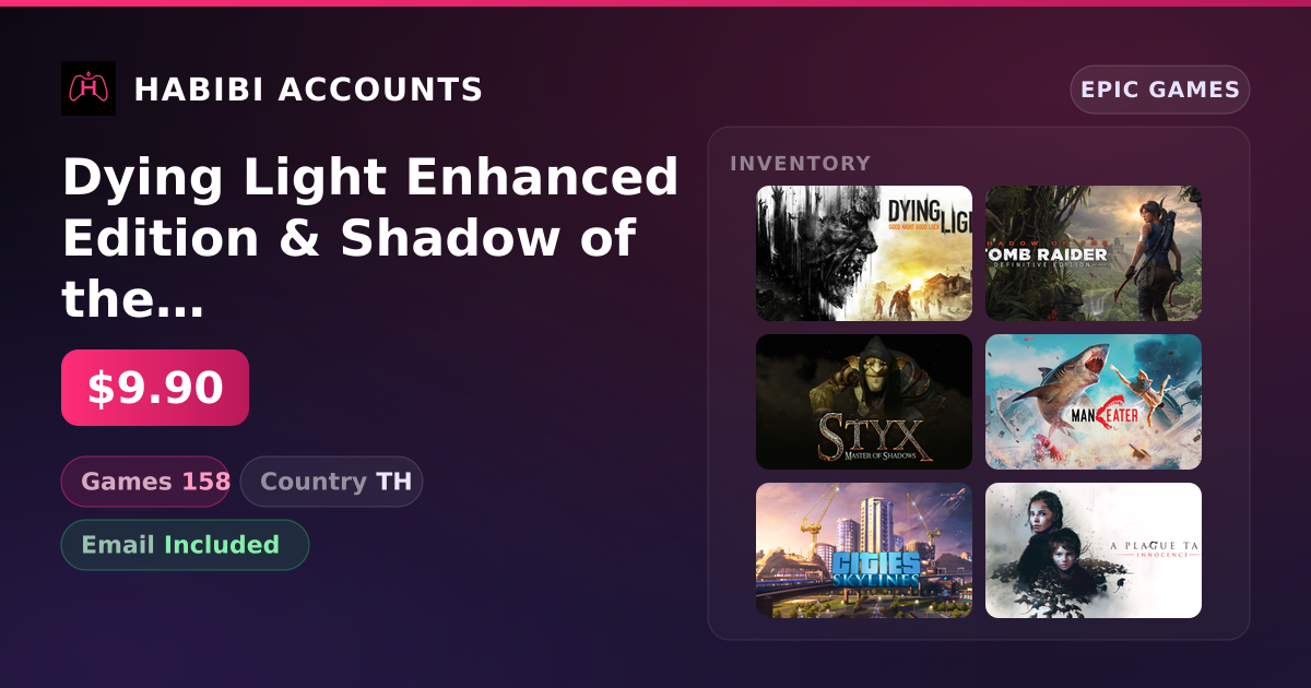 Dying Light Enhanced Edition & Shadow of the Tomb Raider: Definitive Edition | 158 Games
