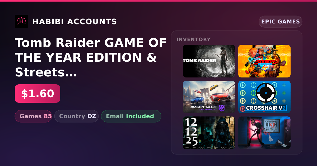 Tomb Raider GAME OF THE YEAR EDITION & Streets of Rage 4 | 85 Games — HabibiAccounts