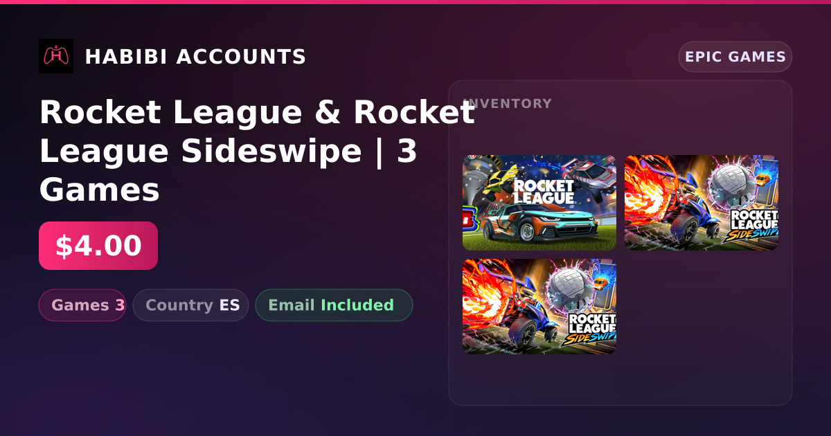 Rocket League & Rocket League Sideswipe | 3 Games — HabibiAccounts