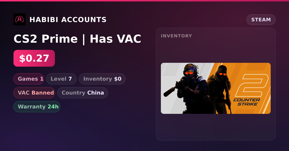 CS2 Prime | Has VAC — HabibiAccounts
