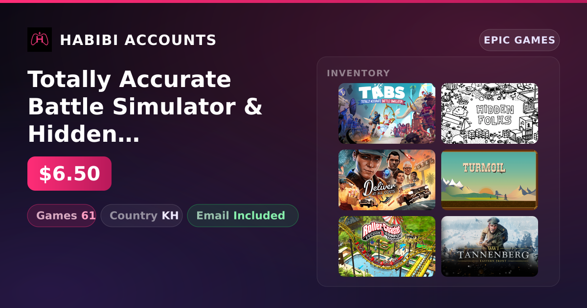 Totally Accurate Battle Simulator & Hidden Folks | 61 Games — HabibiAccounts